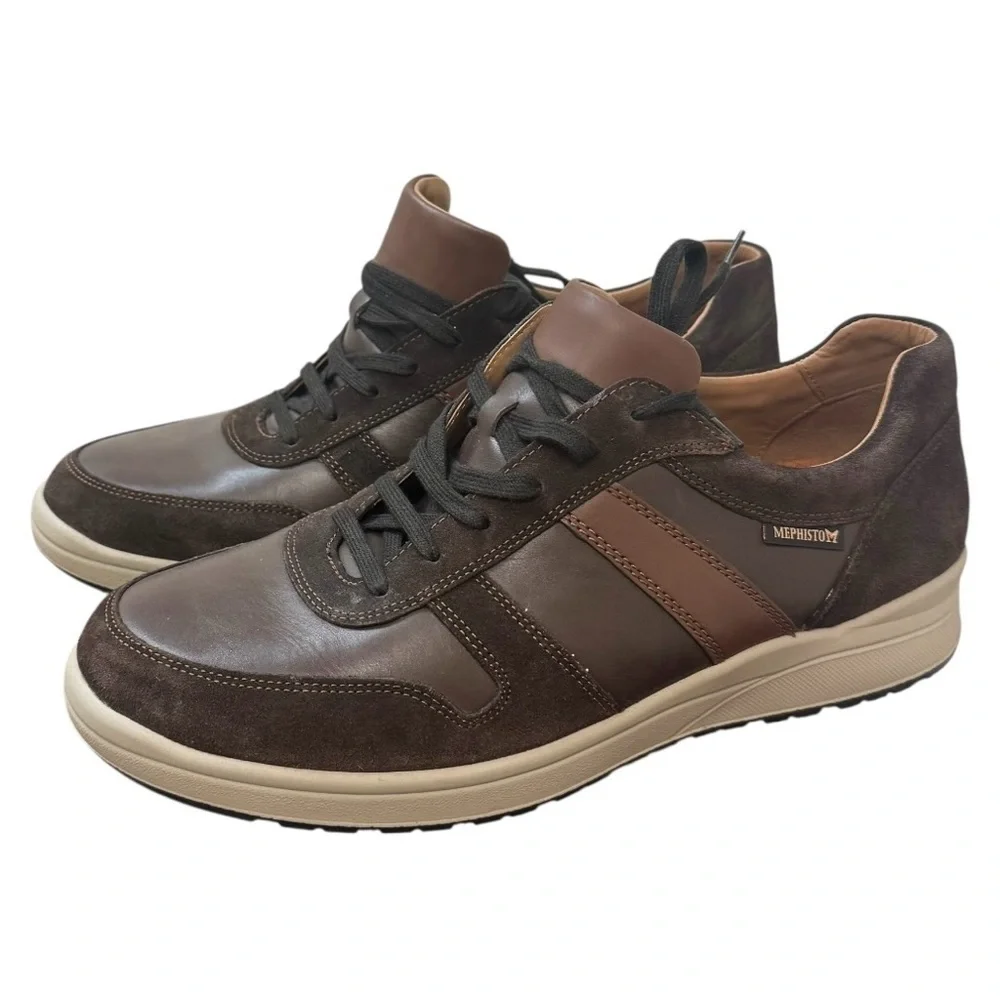 Mephisto Vito Men's Dark Brown and Tan Sneakers Sz 12 Leather and suede